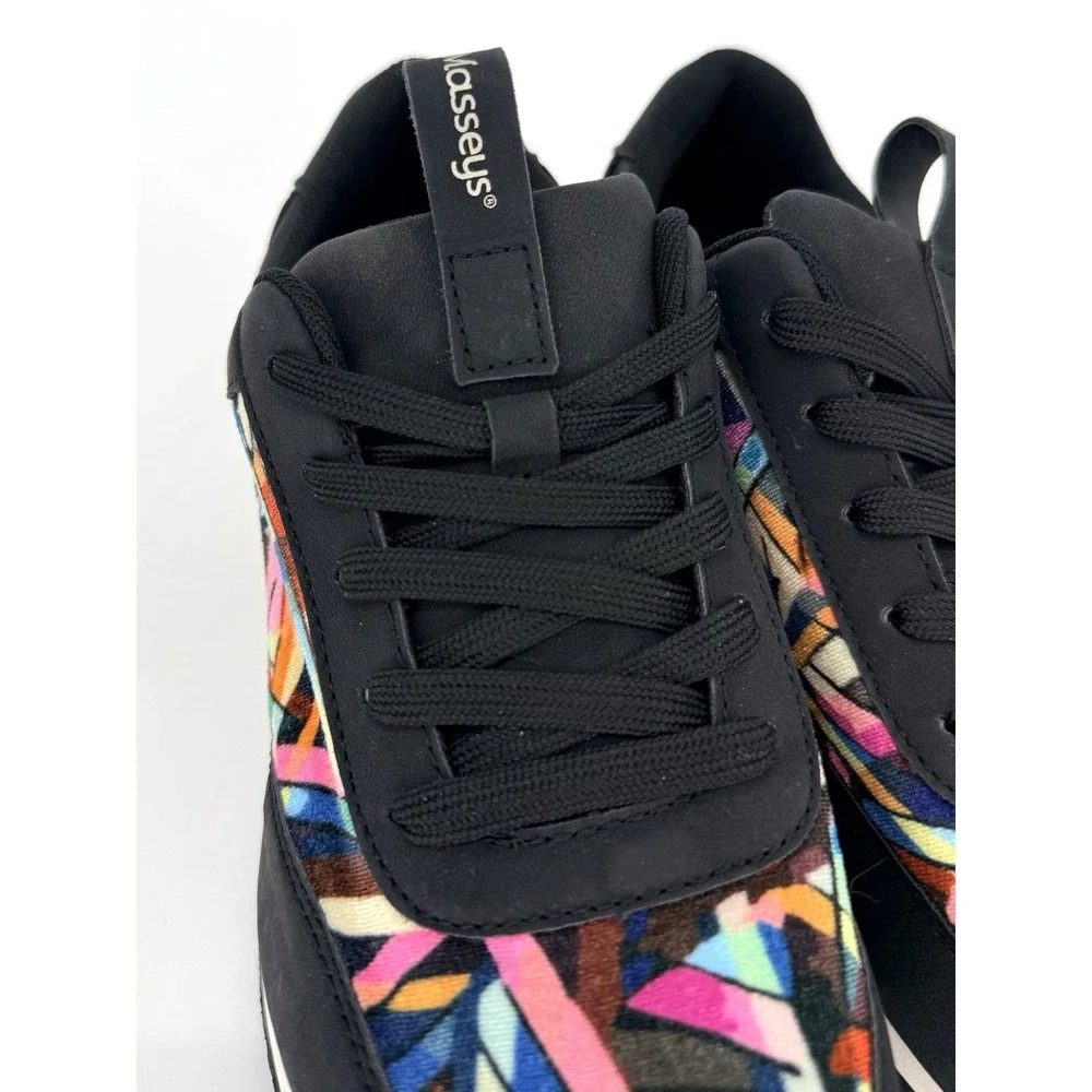 Masseys Ophelia Womens Black Mutli 6.5 Lace Up Sneakers w/ Red Laces